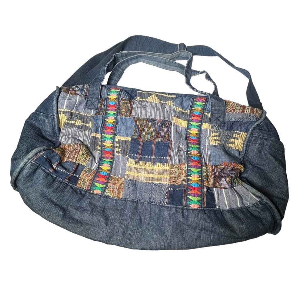 Ecote Vintage blue Jean duffel bag patchwork Urban Outfitters embroidered - Picture 9 of 15